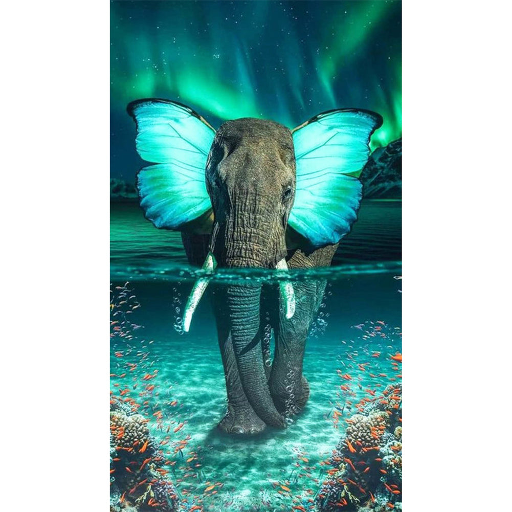 (40*70cm)Butterfly Elephant - Full Round Drill Diamond Painting