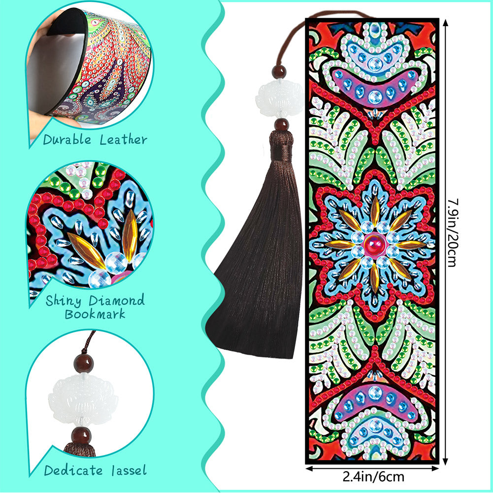 2pcs Diamond Painting Leather Tassel Bookmark - Mandala