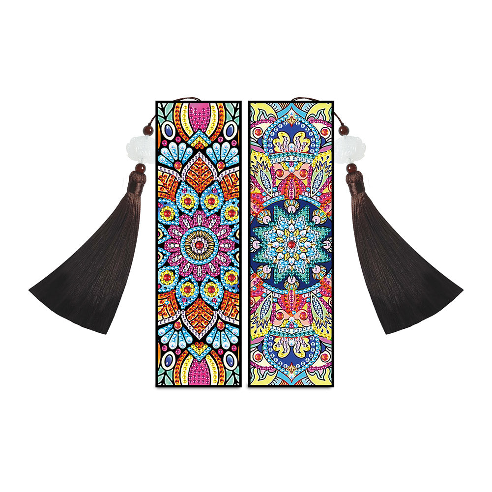 2pcs Diamond Painting Leather Tassel Bookmark - Mandala