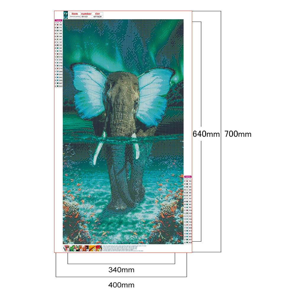 (40*70cm)Butterfly Elephant - Full Round Drill Diamond Painting
