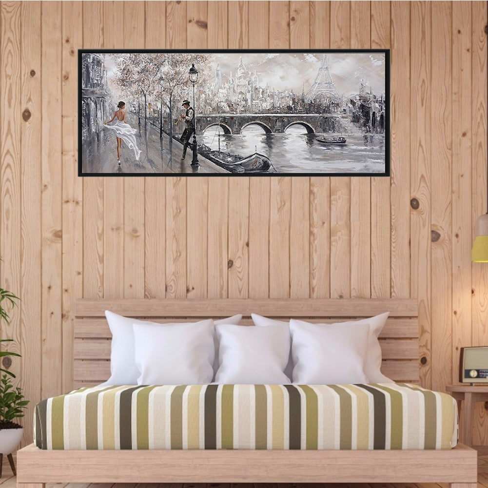 (70*30cm)Oil Painting Street - Full Round Drill Diamond Painting
