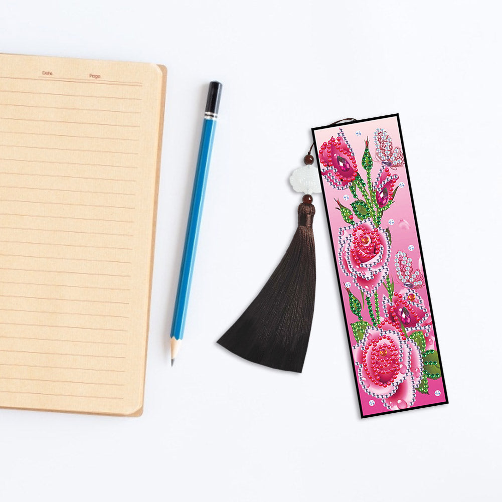2pcs Diamond Painting Leather Tassel Bookmark - Butterfly