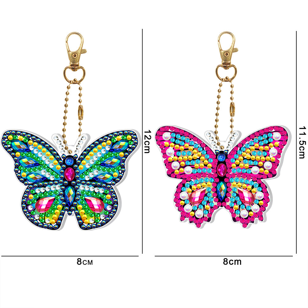 2pcs butterfly slap luminous keychain - 5D DIY Diamond Crafts