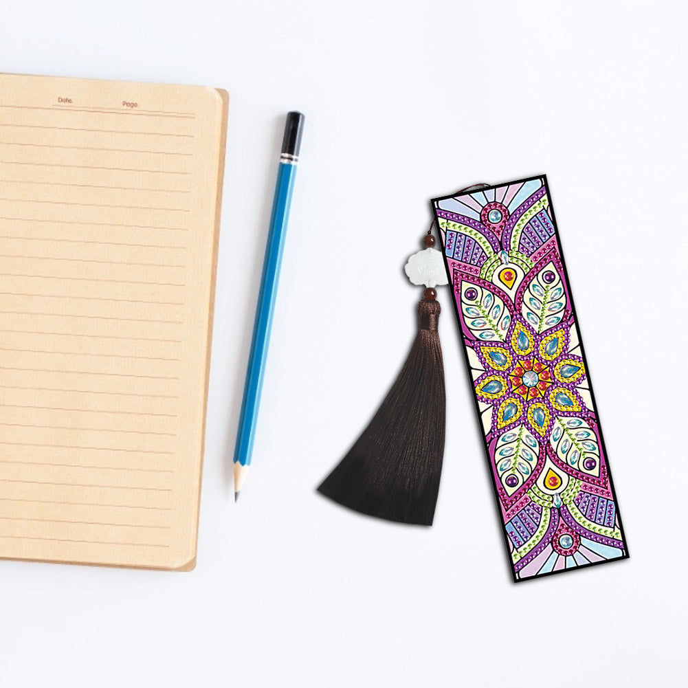 2pcs Diamond Painting Leather Tassel Bookmark - Mandala