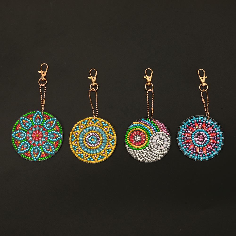 4pcs DIY Full Special-Shaped Diamond Painting Bag Pendant Mandala Keychains