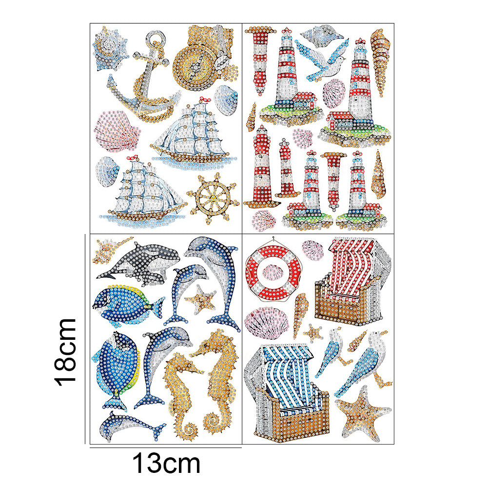 4pcs Diamond Painting Stickers - Sea Life