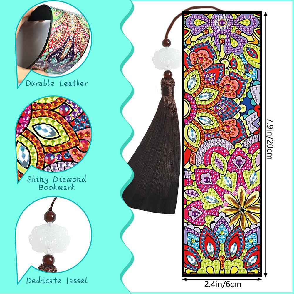 2pcs Diamond Painting Leather Tassel Bookmark - Mandala