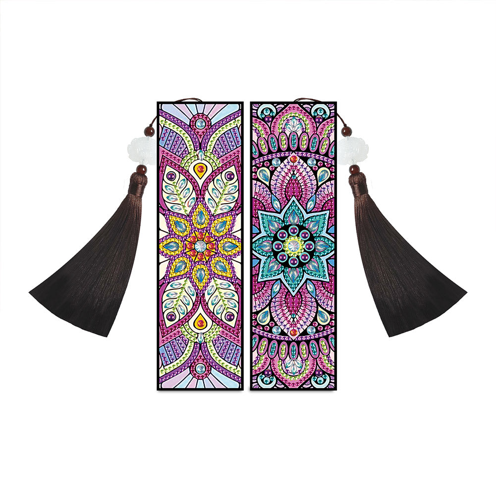 2pcs Diamond Painting Leather Tassel Bookmark - Mandala