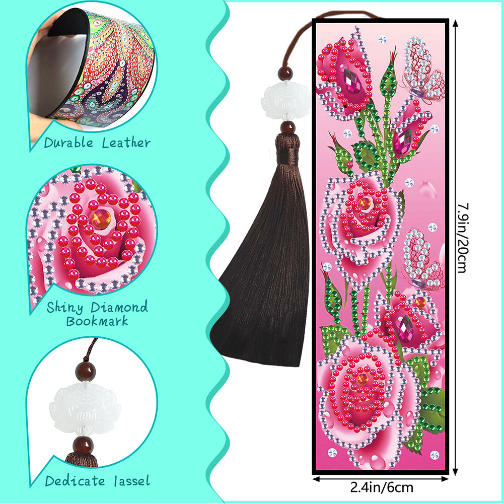 2pcs Diamond Painting Leather Tassel Bookmark - Butterfly
