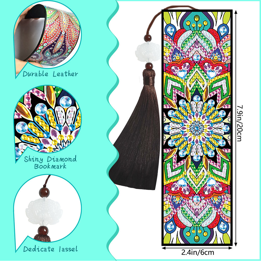 2pcs Diamond Painting Leather Tassel Bookmark - Mandala