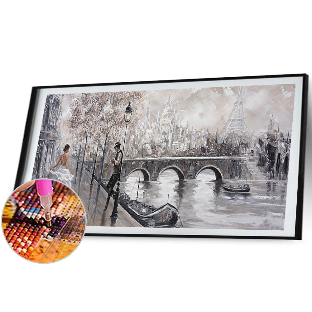 (70*30cm)Oil Painting Street - Full Round Drill Diamond Painting
