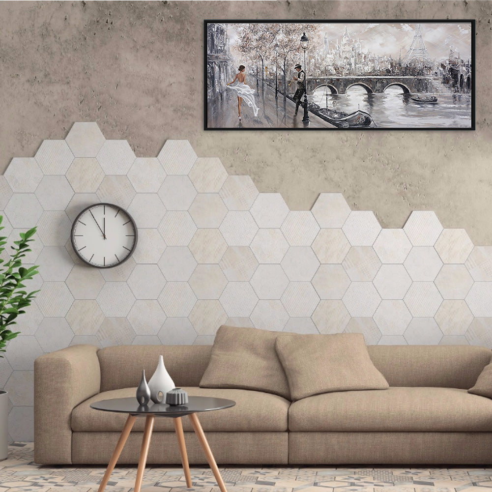 (70*30cm)Oil Painting Street - Full Round Drill Diamond Painting