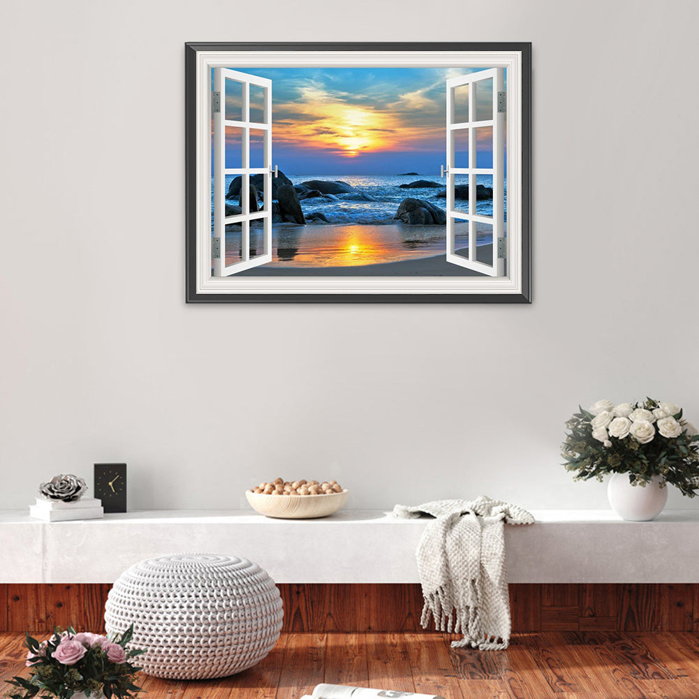 Window Landscape - Full Round Drill Diamond Painting