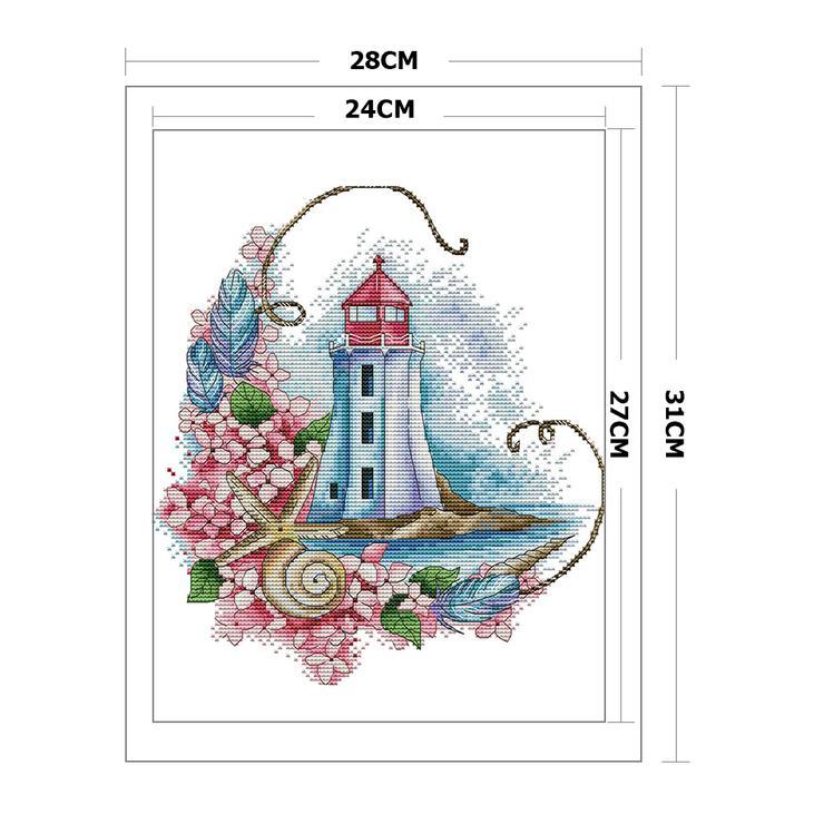 (28*31cm)14ct Stamped Cross Stitch - Lighthouse