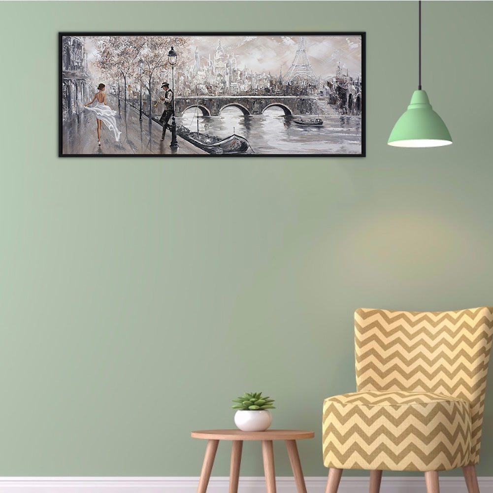 (70*30cm)Oil Painting Street - Full Round Drill Diamond Painting