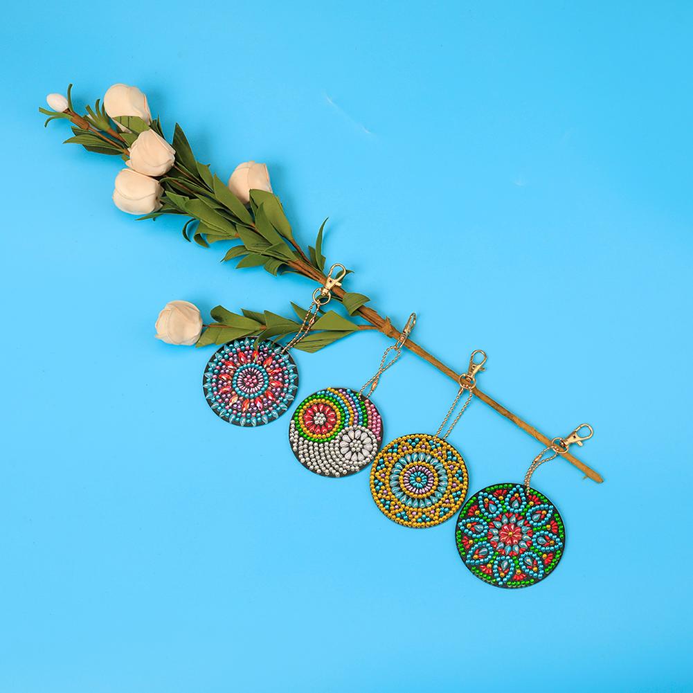 4pcs DIY Full Special-Shaped Diamond Painting Bag Pendant Mandala Keychains