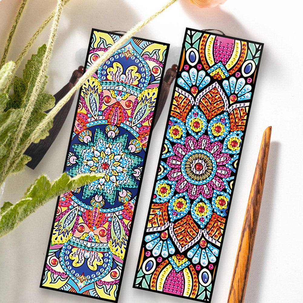 2pcs Diamond Painting Leather Tassel Bookmark - Mandala