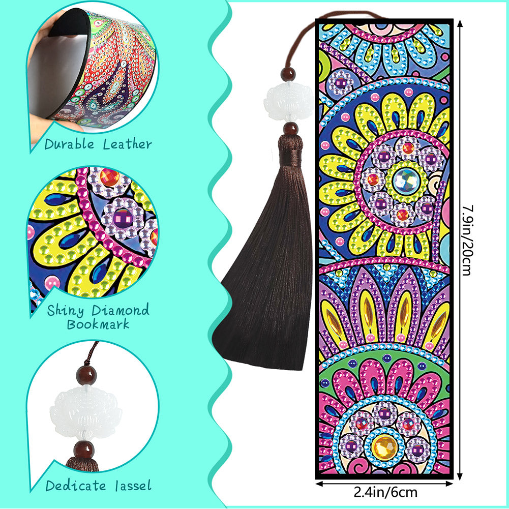 2pcs Diamond Painting Leather Tassel Bookmark - Mandala