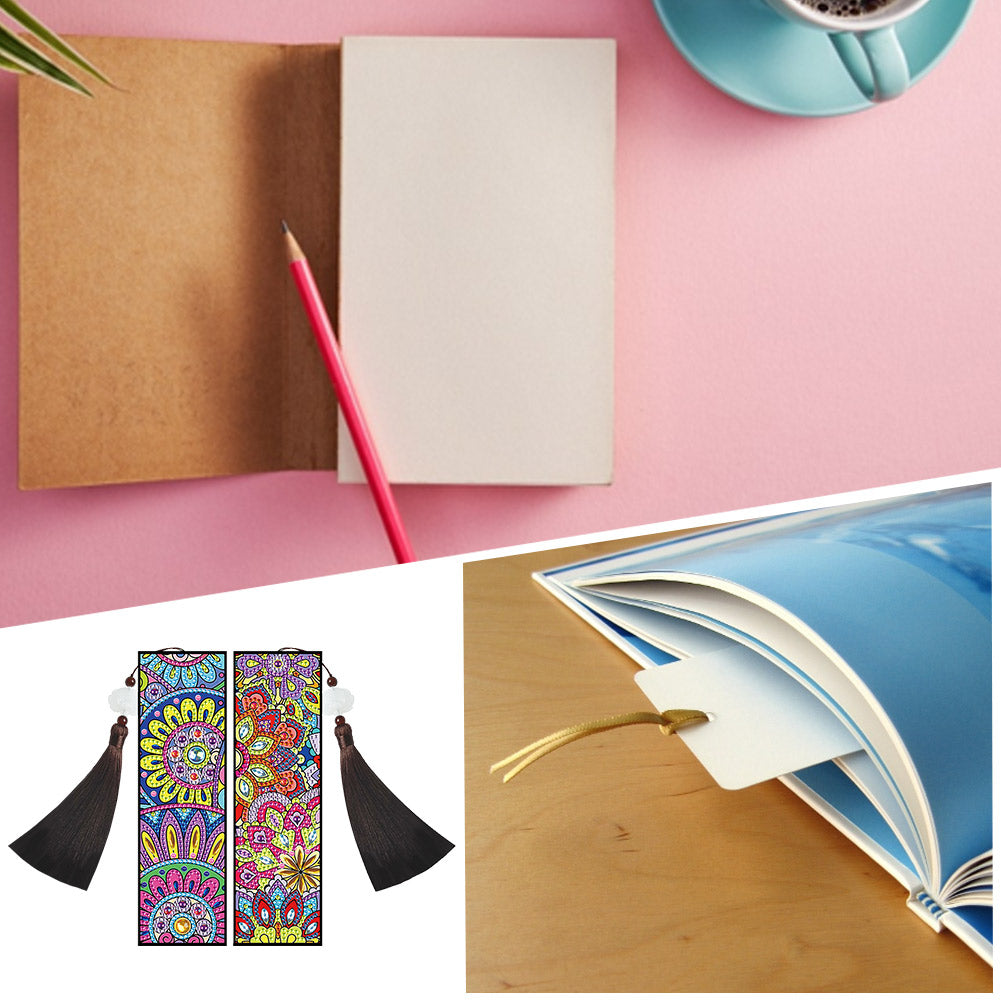 2pcs Diamond Painting Leather Tassel Bookmark - Mandala