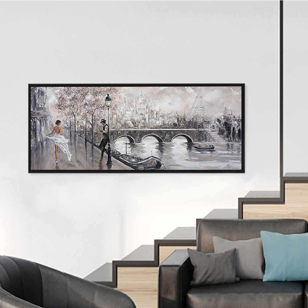 (70*30cm)Oil Painting Street - Full Round Drill Diamond Painting