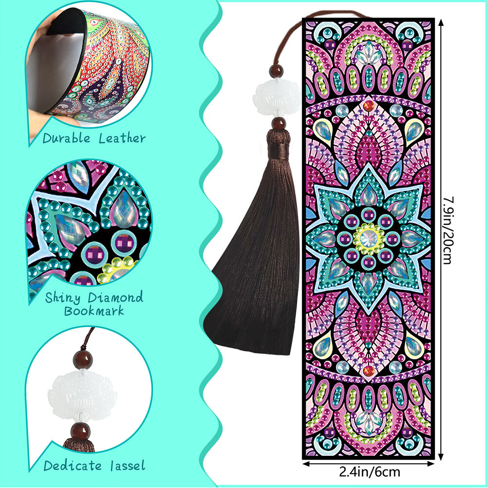 2pcs Diamond Painting Leather Tassel Bookmark - Mandala