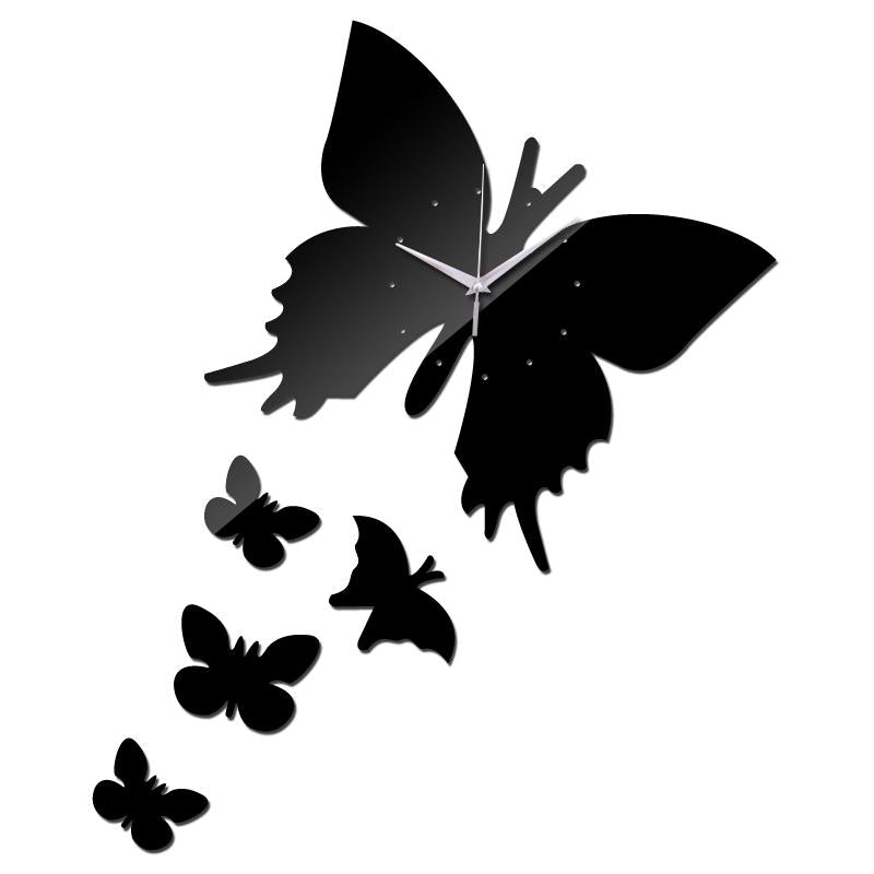 top fashion wall clock sticker diy home decor living room Single Face mirror clocks acrylic butterfly stickers