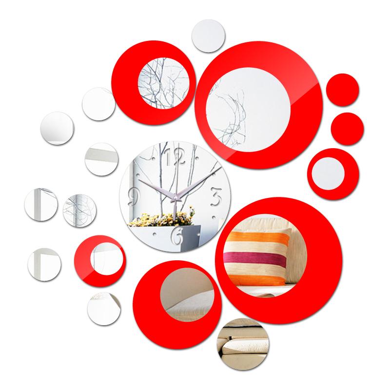 new hot wall sticker home decor acrylic modern style Center furniture mirror surface stickers quartz clocks art