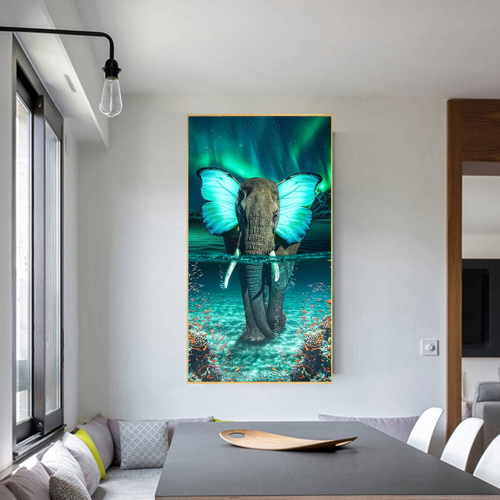 (40*70cm)Butterfly Elephant - Full Round Drill Diamond Painting