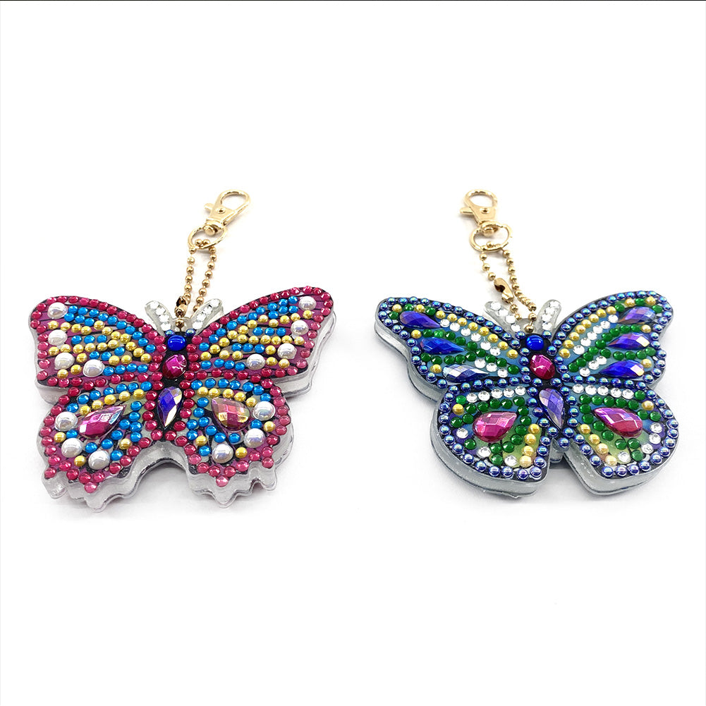 2pcs butterfly slap luminous keychain - 5D DIY Diamond Crafts
