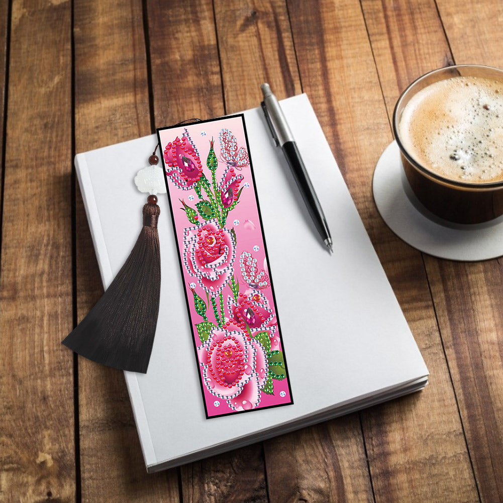2pcs Diamond Painting Leather Tassel Bookmark - Butterfly