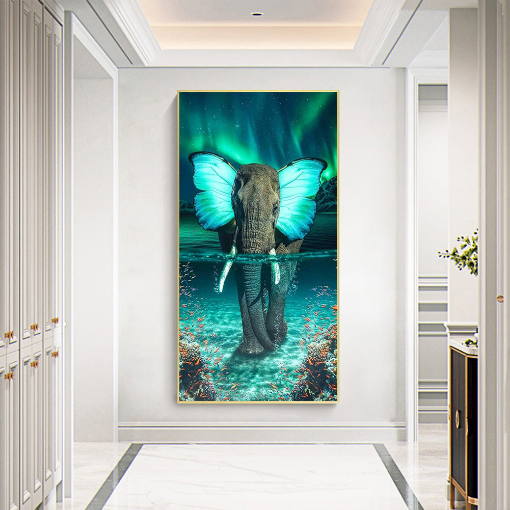 (40*70cm)Butterfly Elephant - Full Round Drill Diamond Painting
