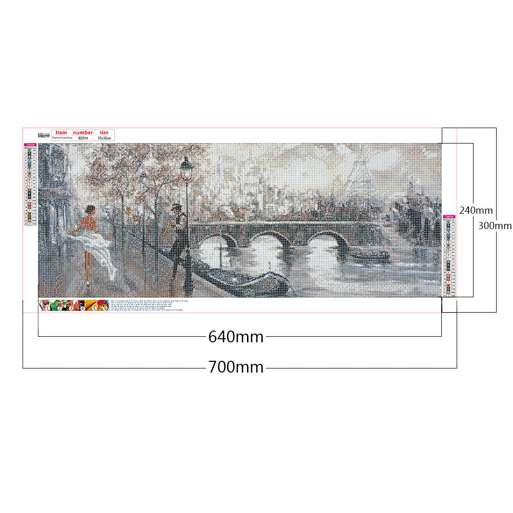 (70*30cm)Oil Painting Street - Full Round Drill Diamond Painting