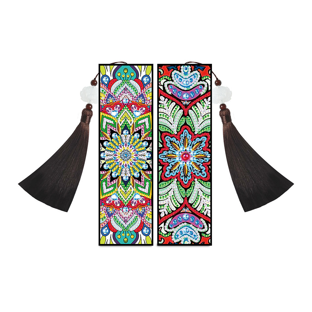 2pcs Diamond Painting Leather Tassel Bookmark - Mandala