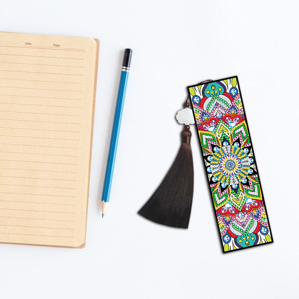 2pcs Diamond Painting Leather Tassel Bookmark - Mandala