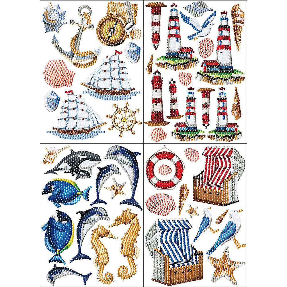 4pcs Diamond Painting Stickers - Sea Life
