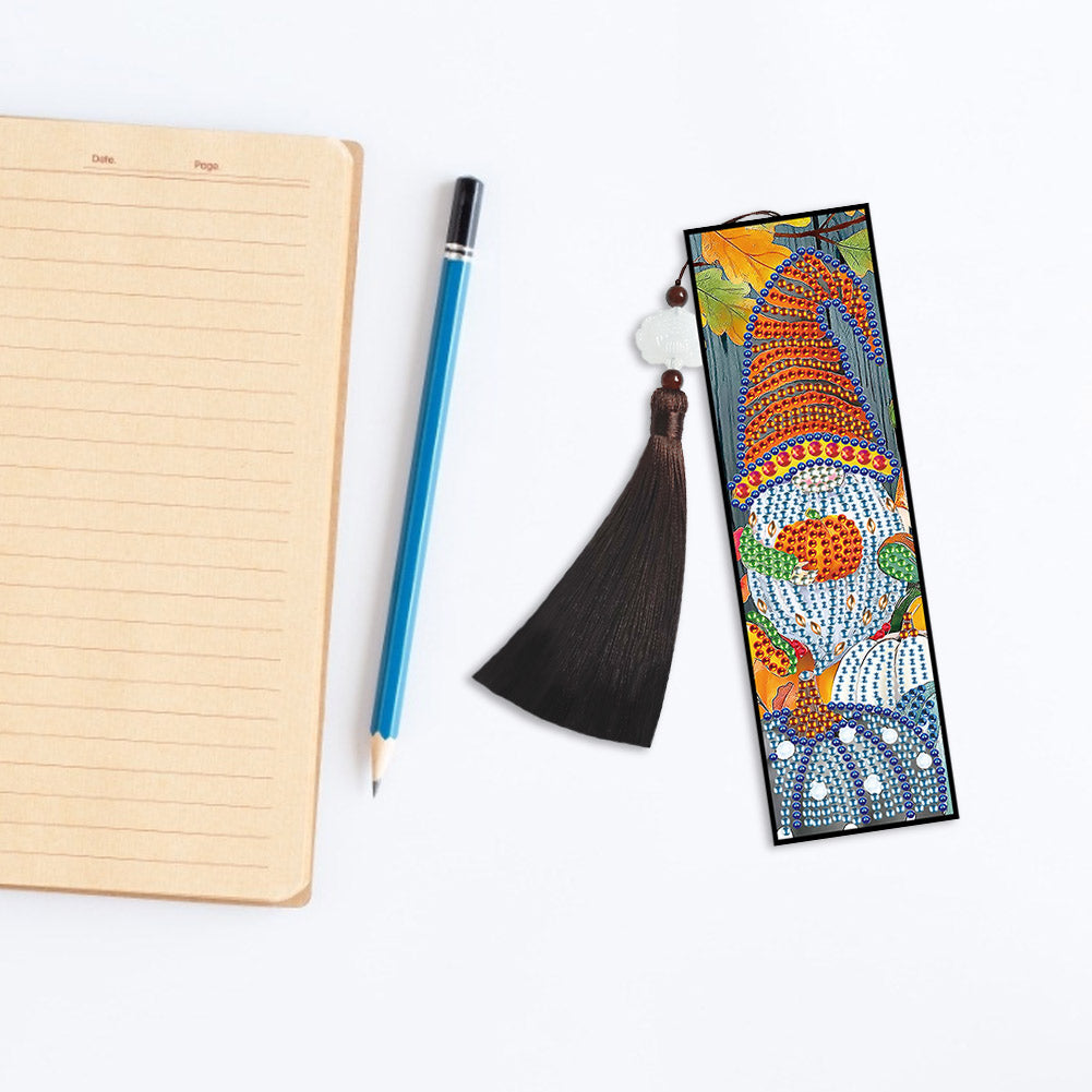 2pcs Diamond Painting Leather Tassel Bookmark - Gnome