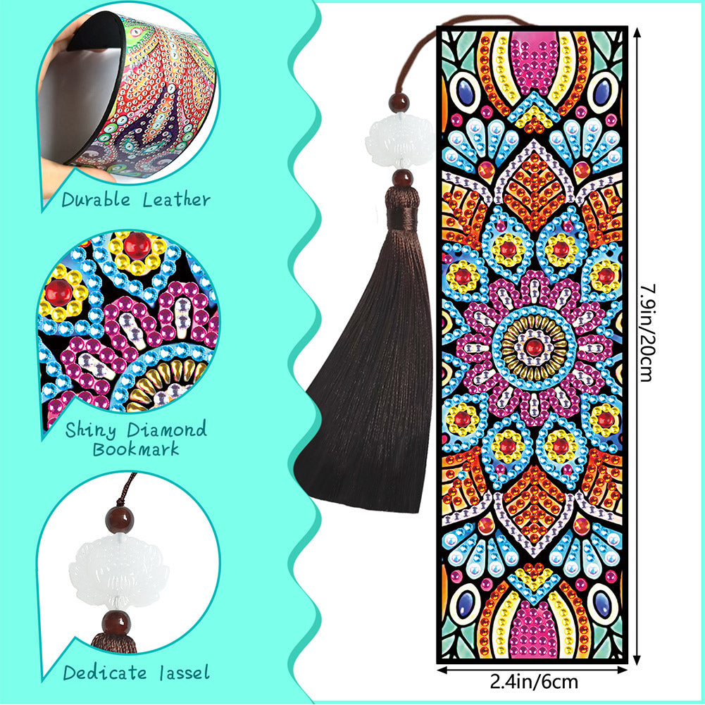 2pcs Diamond Painting Leather Tassel Bookmark - Mandala