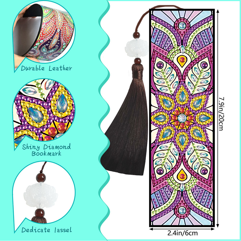 2pcs Diamond Painting Leather Tassel Bookmark - Mandala