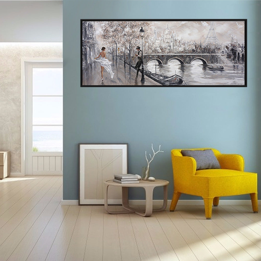 (70*30cm)Oil Painting Street - Full Round Drill Diamond Painting