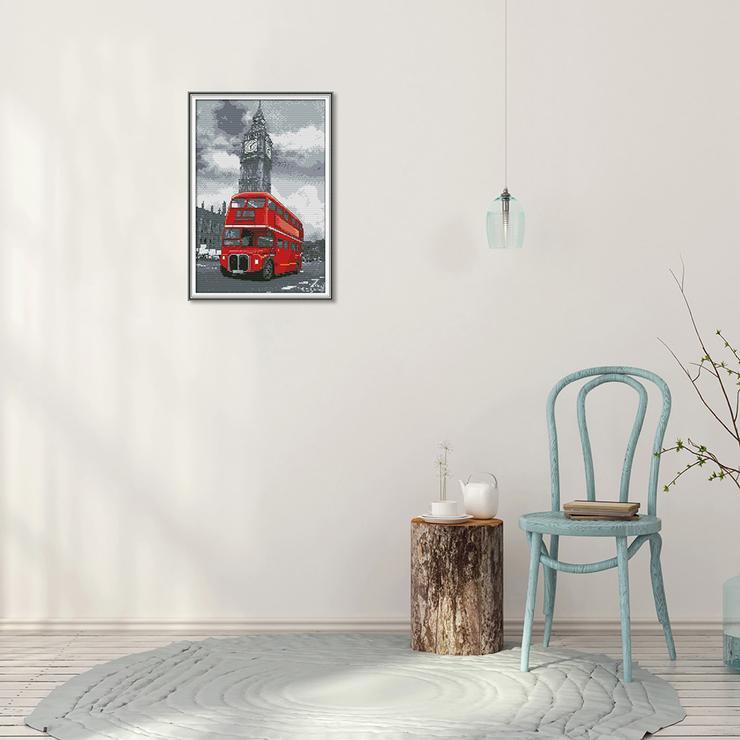 (38*28cm)14CT Stamped Cross Stitch - Red Bus
