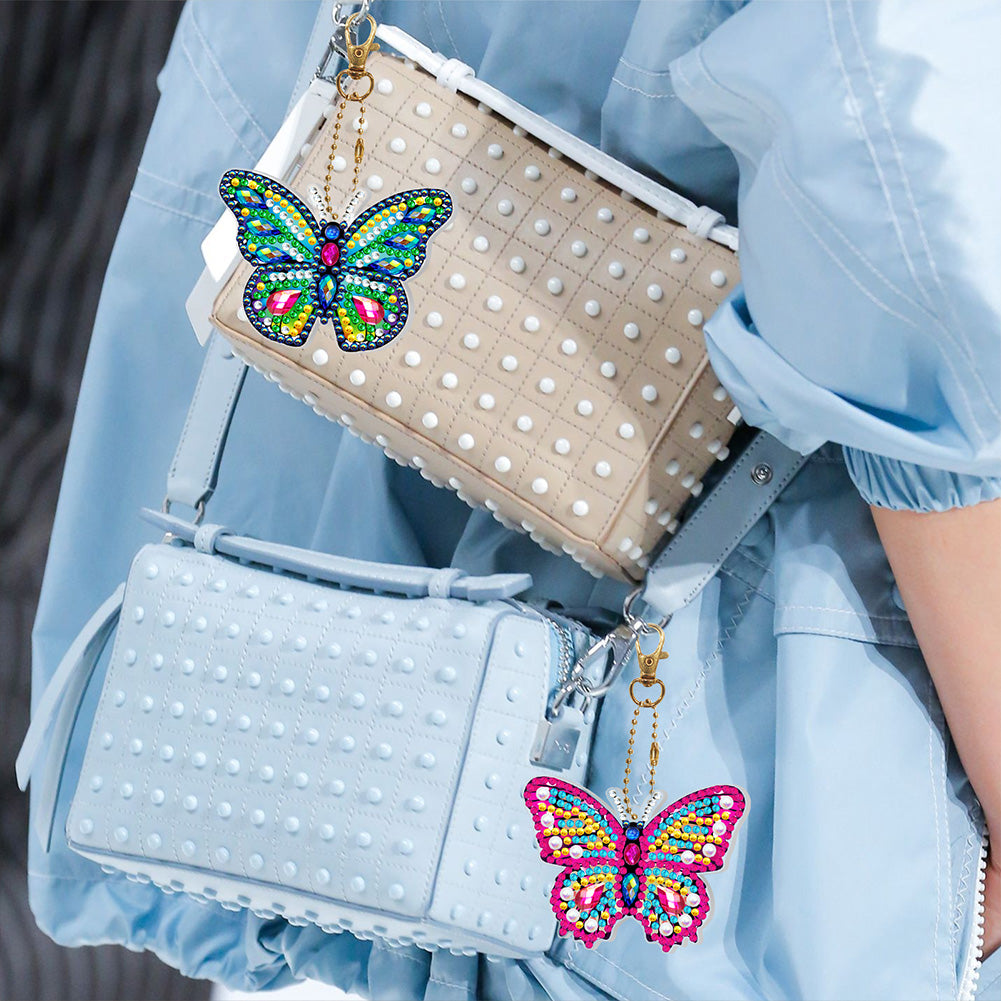 2pcs butterfly slap luminous keychain - 5D DIY Diamond Crafts