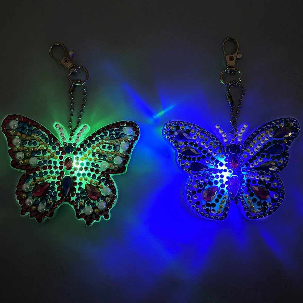 2pcs butterfly slap luminous keychain - 5D DIY Diamond Crafts