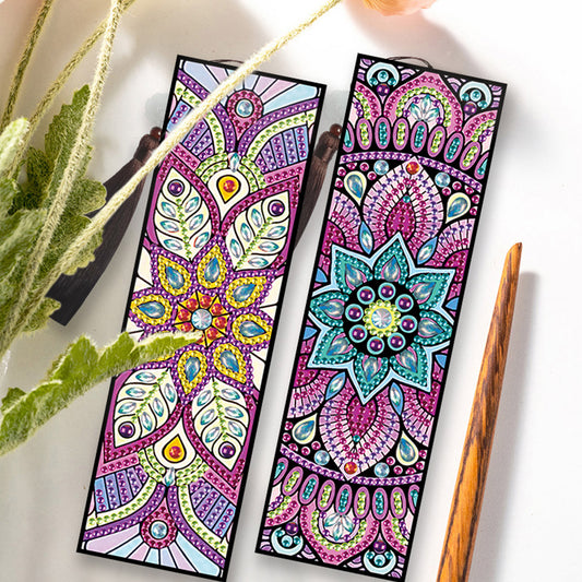 2pcs Diamond Painting Leather Tassel Bookmark - Mandala