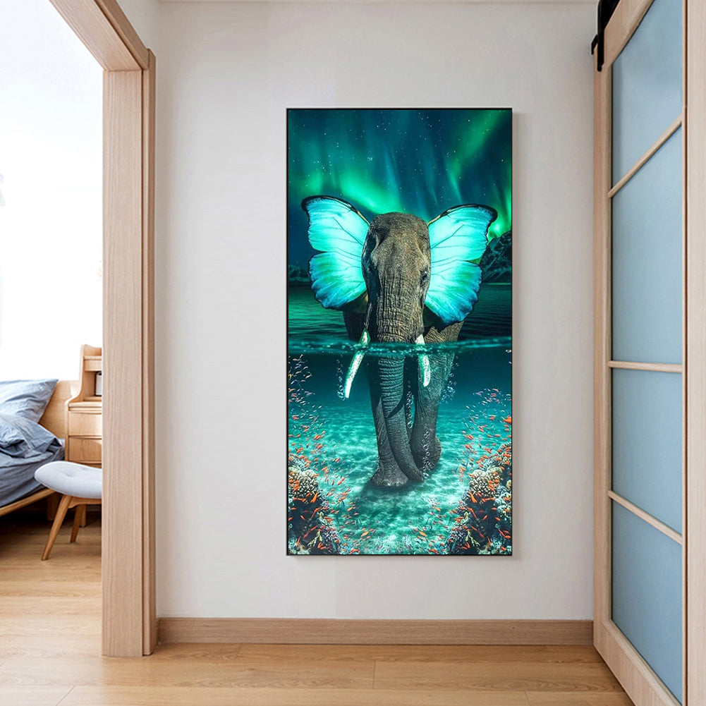 (40*70cm)Butterfly Elephant - Full Round Drill Diamond Painting