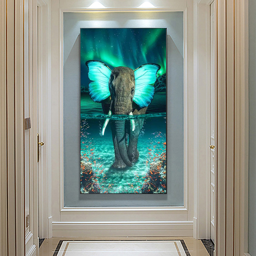 (40*70cm)Butterfly Elephant - Full Round Drill Diamond Painting