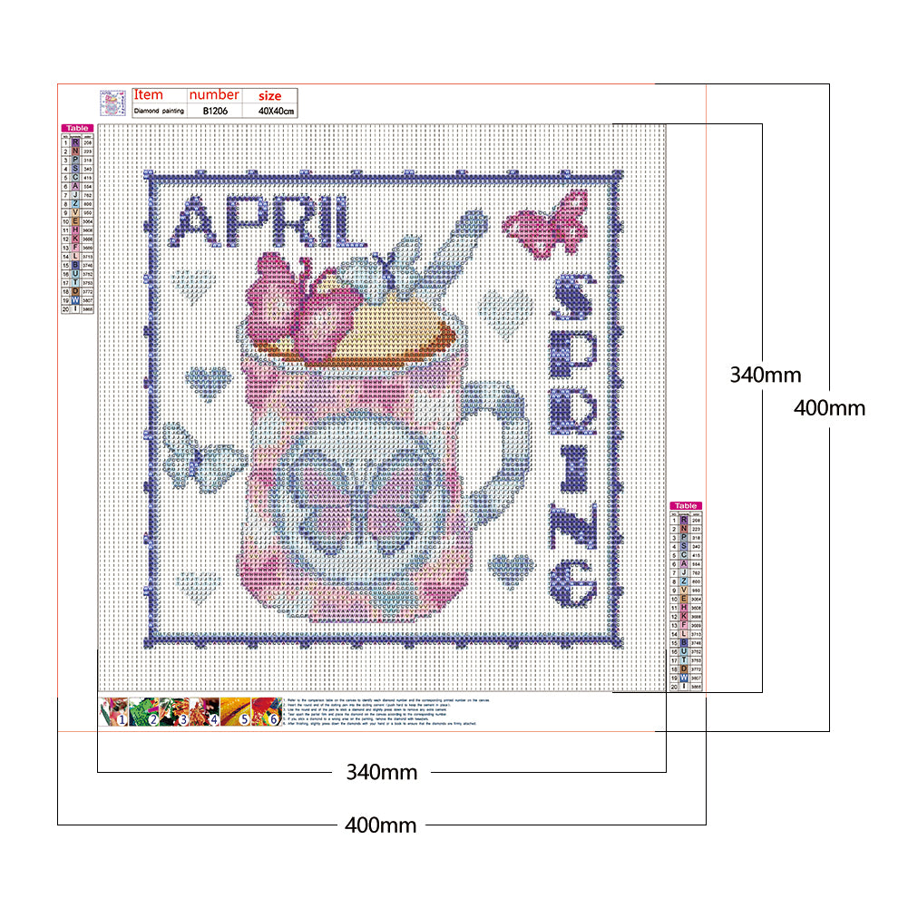 (40*40cm)Month Dessert Cup - Full Round Drill Diamond Painting
