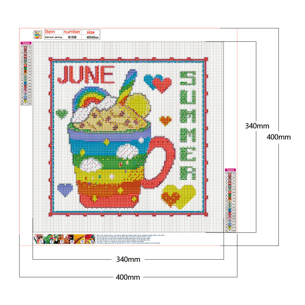 (40*40cm)Month Dessert Cup - Full Round Drill Diamond Painting