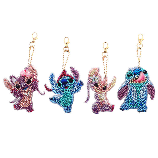 4pcs Stitch Keychain - 5D DIY Diamond Crafts