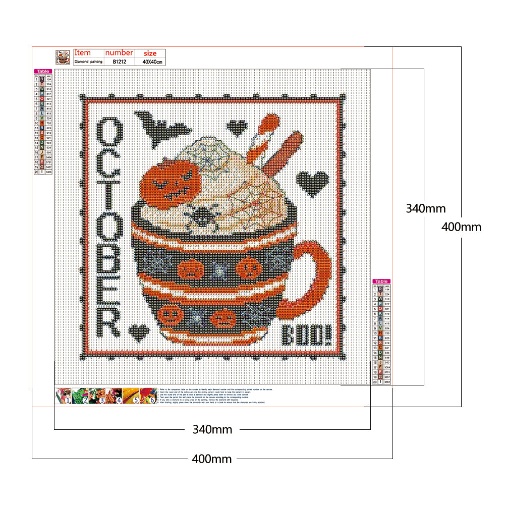 (40*40cm)Month Dessert Cup - Full Round Drill Diamond Painting