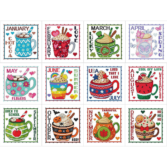 (40*40cm)Month Dessert Cup - Full Round Drill Diamond Painting